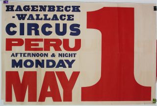 Vintage Hagenbeck Wallace Circus 1933 Date Sheet RARE  