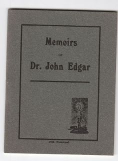 Memoirs of Dr John Edgar Watch Tower Related RARE  