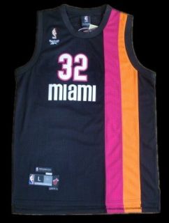 Miami Heats Shaquille O'Neal No 32 Retro Swingman Soul Jersey Hardwood Black  