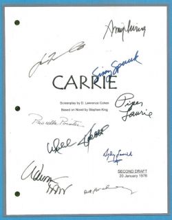 Carrie Movie Script Signed by 9x rpt Sissy Spacek John Travolta Piper Laurie  
