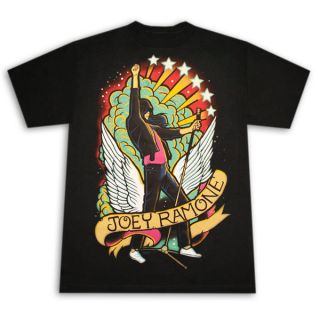 The Ramones Joey Tattoo Design Black Graphic Tee Shirt  