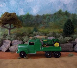 Tootsie Toy Mack Truck with John Deere Tractor Log Load Great Christmas Gift  