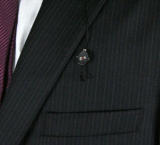 John Varvatos 2 Button Navy Pinstripe Suit w Flat Front Pants 42R New $895  