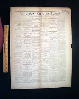 RARE Globe Arizona Old West O K Corral 1880 Newspaper  