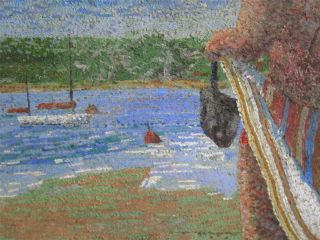 MALCOLM HITCHCOCK large POINTILLIST MODERN naive British School Oil Painting  