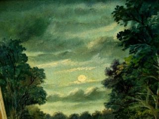 Listed John Reed Campbell Antique Moon Oil Painting 40s  