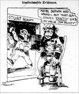 Cartoon 1925 Topeka Kansas "John Scopes Trial"  