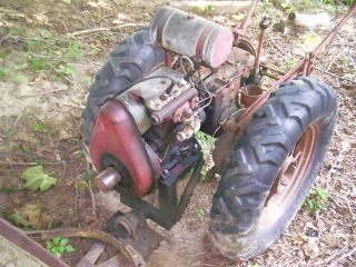 Antique Standard Twin Garden Tractor w Snowplow Mowing Machine Harrow  