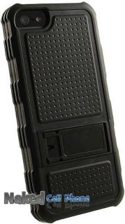 BLACK RUGGED JOLT CASE TPU RUBBER COVER WITH STAND FOR APPLE iPHONE 5  