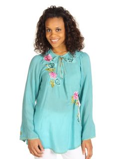 Johnny Was Tropical Sea Roslin Blouse L  