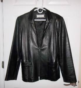 Jones New York Black Leather Jacket Size L Large Excellent Very Soft  
