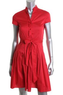 Jones New York NEW Red Pleated Mandarin Neck Wear to Work Dress Petites 2P BHFO  