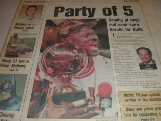 Michael Jordan "Party of 5"Newspaper 1997 Bulls Championship  