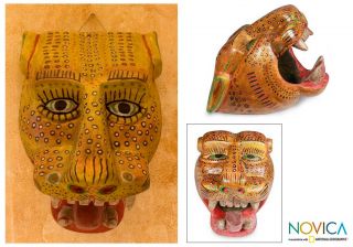 Maya Jaguar Hand Crafted Wood Sculpture Novica Leopard  