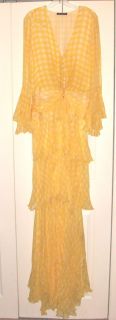 STUNNING ROBERTO CAVALLI Yellow Beaded Silk Gown Dress 40 6 ITALY SALE  