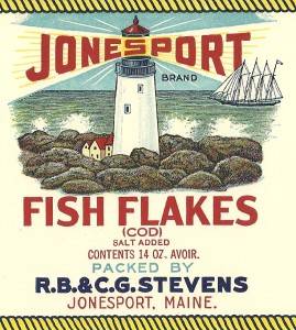 Jonesport Brand Fish Flakes Can Label Jonesport Maine  
