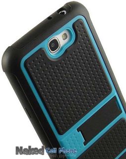 Teal Blue Black Jolt Case Rugged TPU Hard Cover Stand for Samsung Galaxy Note 2  