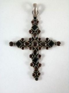 Large Vintage 925 Sterling Silver Rhinestone Crucifix Cross Pendant 3"  