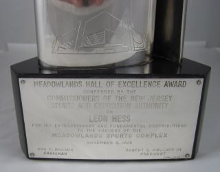 1986 New York Jets NFL Football Meadowlands Sterling Trophy Leon Hess Oil Vitali  