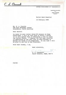 Claire L Chennault Typed Letter Signed 02 14 1958  