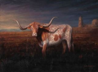 Texas Longhorn San Antonio 1850 Signed 13" x 19" Print  