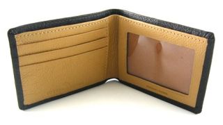 Joseph Abboud Brown Leather Super Slimfold Wallet w Tan  
