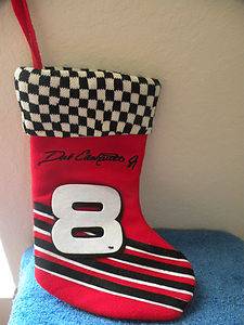 NWOT Dale Ernhardt Jr 3 Christmas Stocking Racing Stripes Checkered Flag  