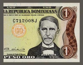 1 PESO ORO Banknote DOMINICAN REPUBLIC 1980 Juan Pablo DUARTE Pick 117 UNC  