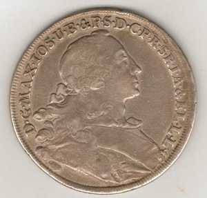 1756 Silver Thaler Maximilian III Joseph w Madona Bavaria Germany 42mm  