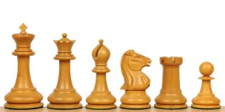 Staunton Chess Set in Antiqued Ebony Boxwood 4" King  