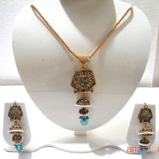 Indian Gorgeous Pearl Gold Tone Kundan Bridal Necklace Jewelry ERT EHS  