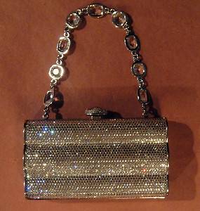 Judith Leiber New w Tags Austrian Clear Crystal Beaded Clutch Evening Bag $2495  