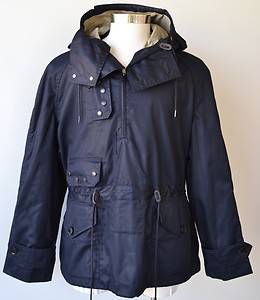 Burberry Brit Men's $695 Bailey Navy Blue Hooded Pullover Coat Jacket Small  