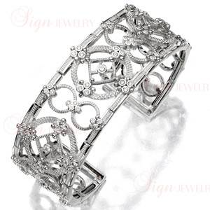 JUDITH RIPKA Laurel 18k White Gold Diamond Cuff Bracelet  