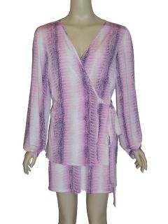 Josie Natori Pink Python Jacket Robe Nightgown Set Medium  