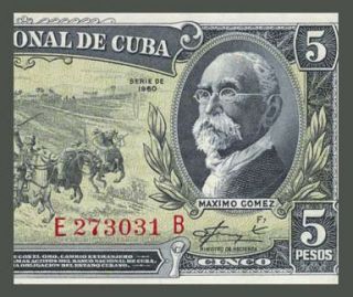 5 Pesos Banknote Cuba 1960 Che Guevara Signature EF  