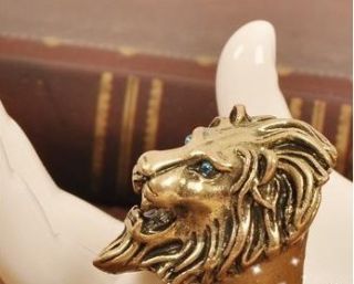 Mens Retro Jovian Leo Lion King Blue Eyes Lion Head Ring Cool New  