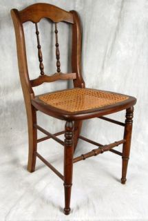 L354P Antique Late Victorian Side Chair Circa 1910 Cane Seat Turned Legs  