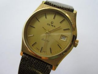 Olma Quartz Plated Dial N O s Gents Watch Runs and Keeps Time  