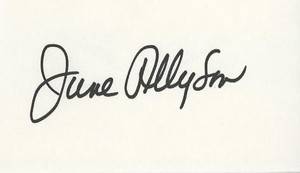 June Allyson Classic Actress Autographed 3x5 Card  