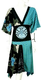 NEW 240 Desigual Floral Printed Asymmetrical Cotton Kimono Dress Small