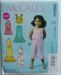 McCalls Sewing Pattern 6544 Girls Toddlers Romper Jumpsuit Top Pants