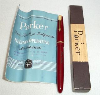 Vintage Parker Junior Red 14K nib Fountain Pen Spares Repair England