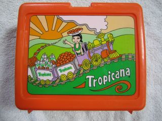 Vintage Tropicana Orange Juice Plastic Lunchbox Thermos 1989