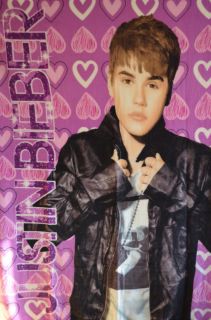 Justin Bieber Fleece Blanket Throw Ultra Light Weight Pink w Hearts