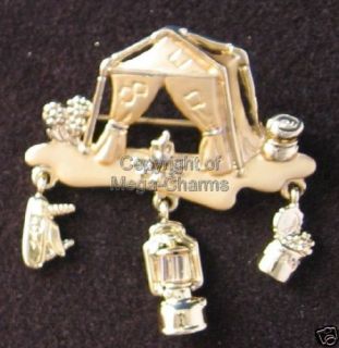 Vintage Danecraft Camping Tent Gold Plate Brooch DC239