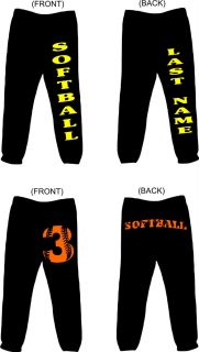 Fast Pitch Softball Sweatpants Personalized Neon Colors Yth s ADT XL
