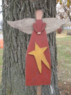 Primitive Wood Angel Pattern with Wire Halo
