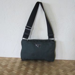 Authentic Prada Milano Purse Sport Shoulder Bag Bottiglia Green Black
