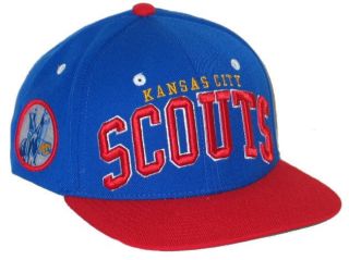 KANSAS CITY SCOUTS NHL HOCKEY VINTAGE BLUE SUPER STAR SNAPBACK HAT CAP